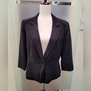 WHBM Black Peplum Blazer with 3/4 Sleeves size 14